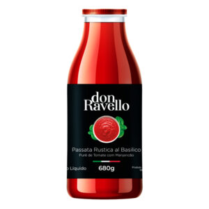 PASSATA DI POMODORO RUSTICA BASILICO EM GARRAFA DE VIDRO DON RAVELLO - 12x680G